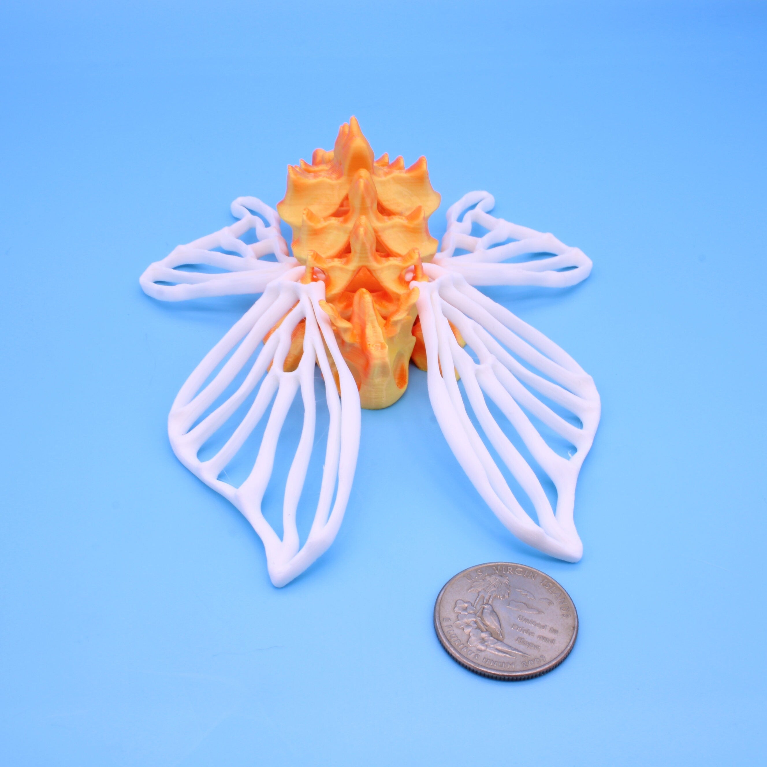 Bone Moth | Orange / Yellow Body | 3D Printed