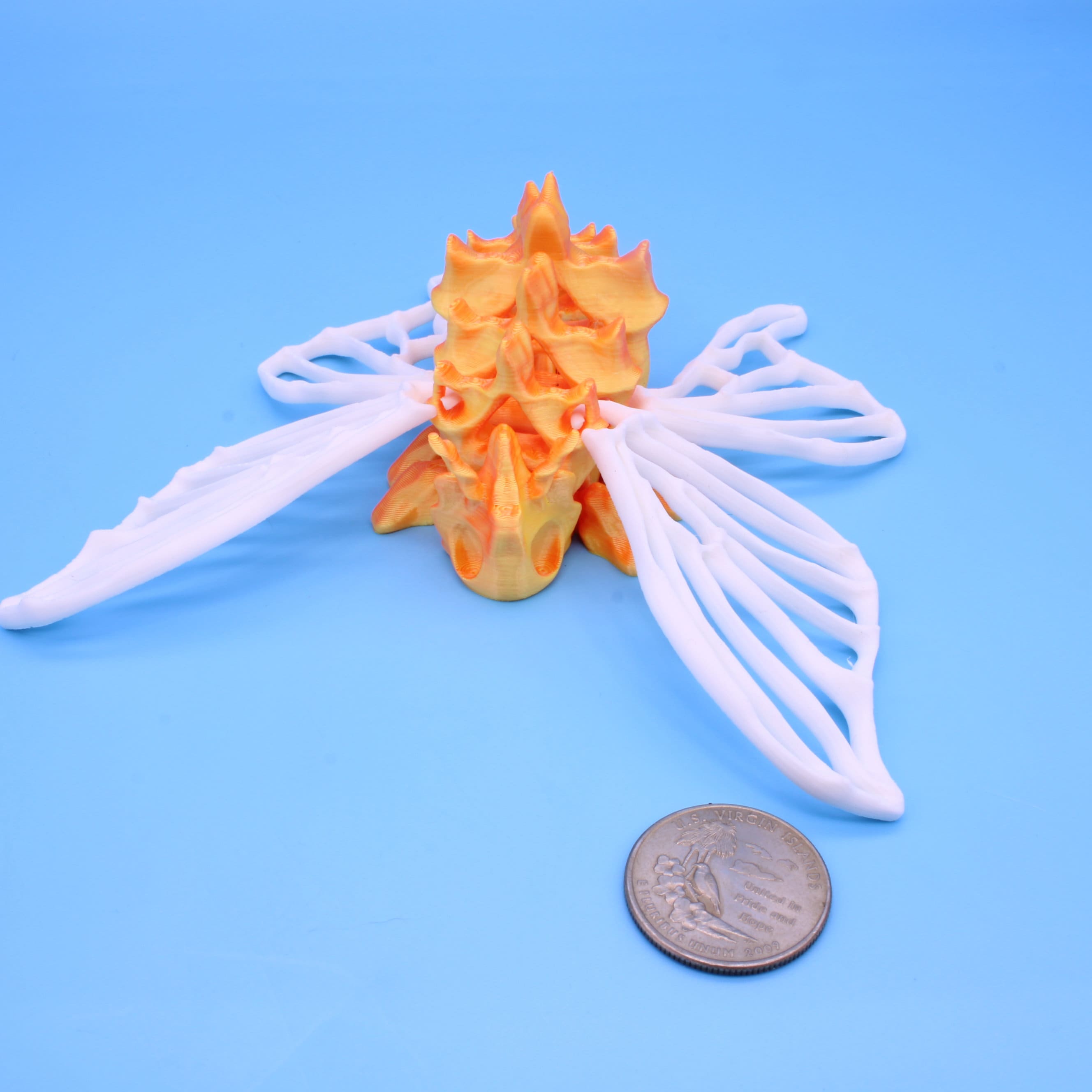 Bone Moth | Orange / Yellow Body | 3D Printed
