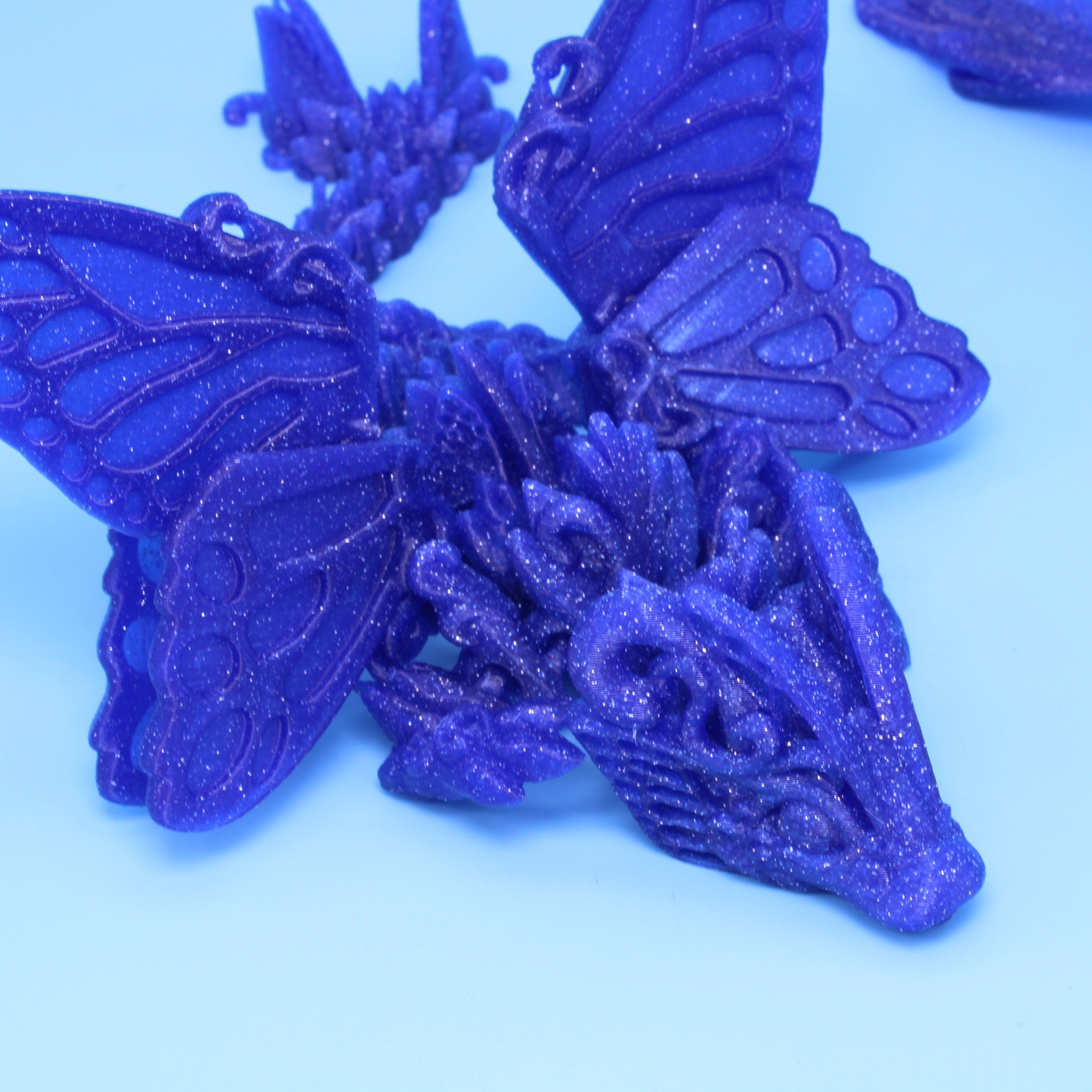 Dragons - Baby Gem, Butterfly, Serpent. Blue Glitter