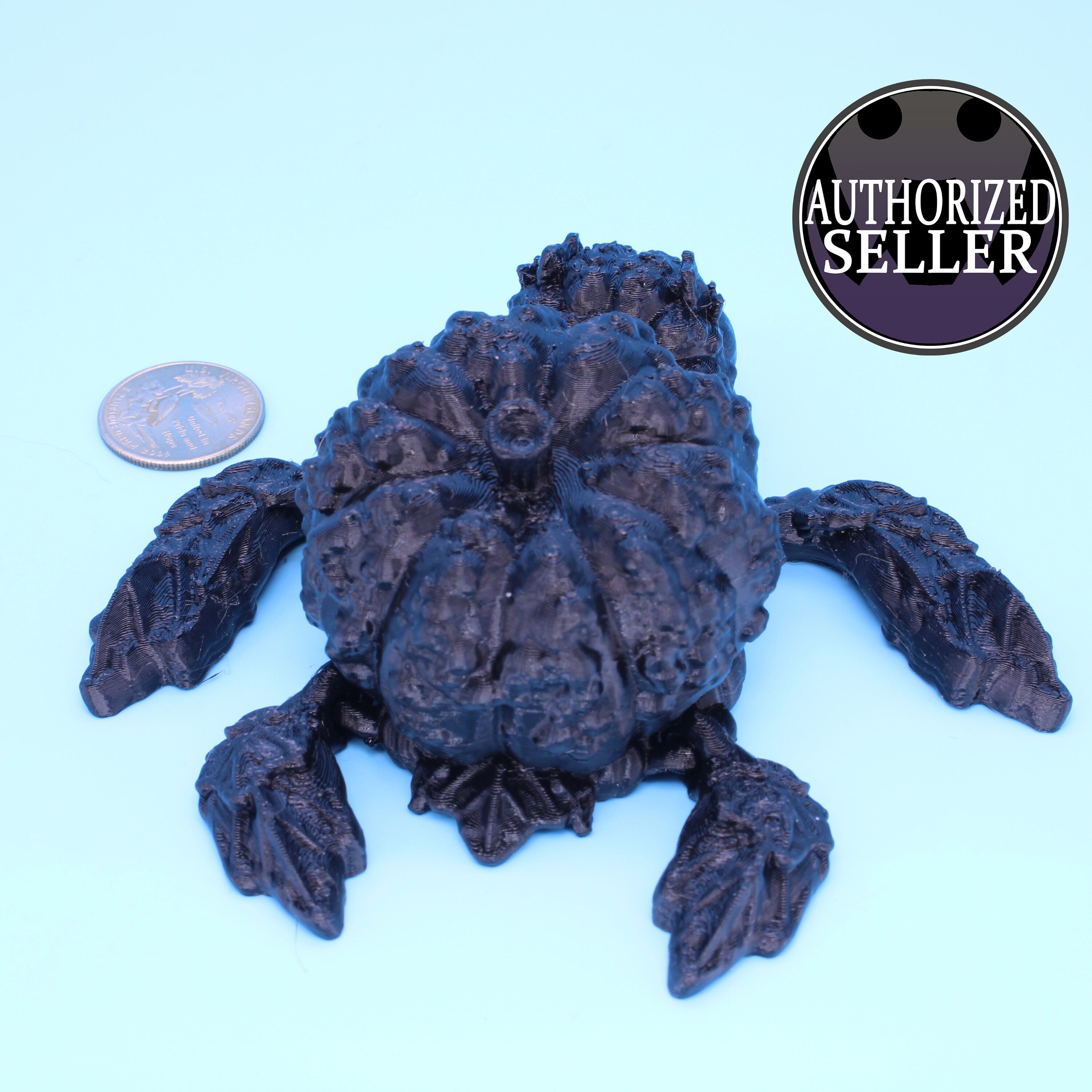 Pumpkin Turtle- Black Bumpkinurtle 4.5 inch. 3D Printed TPU