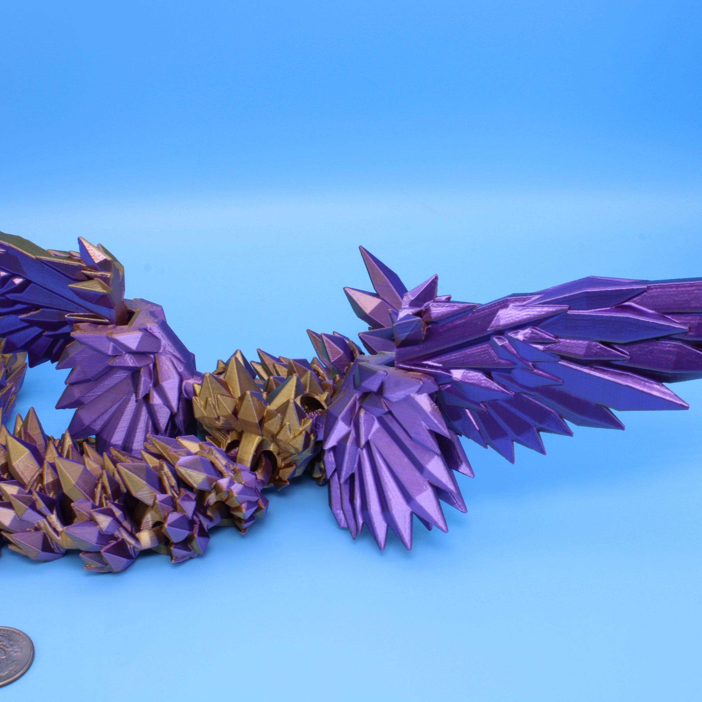 Crystal Wing Dragon | Purple Gold | 3D printed | 18 in. Made to order.