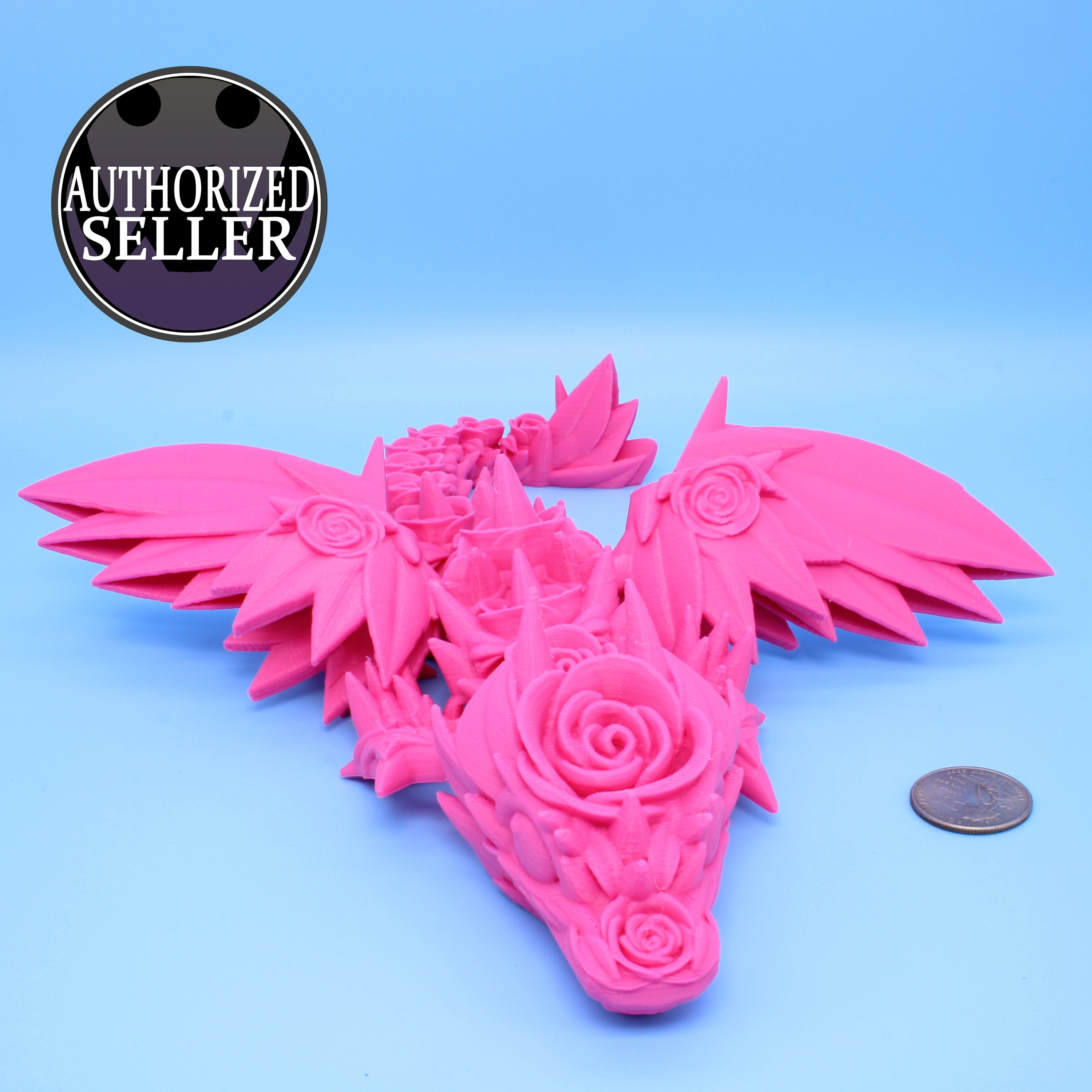 Baby Rose Wing Dragon | Pink | 3D printed articulating