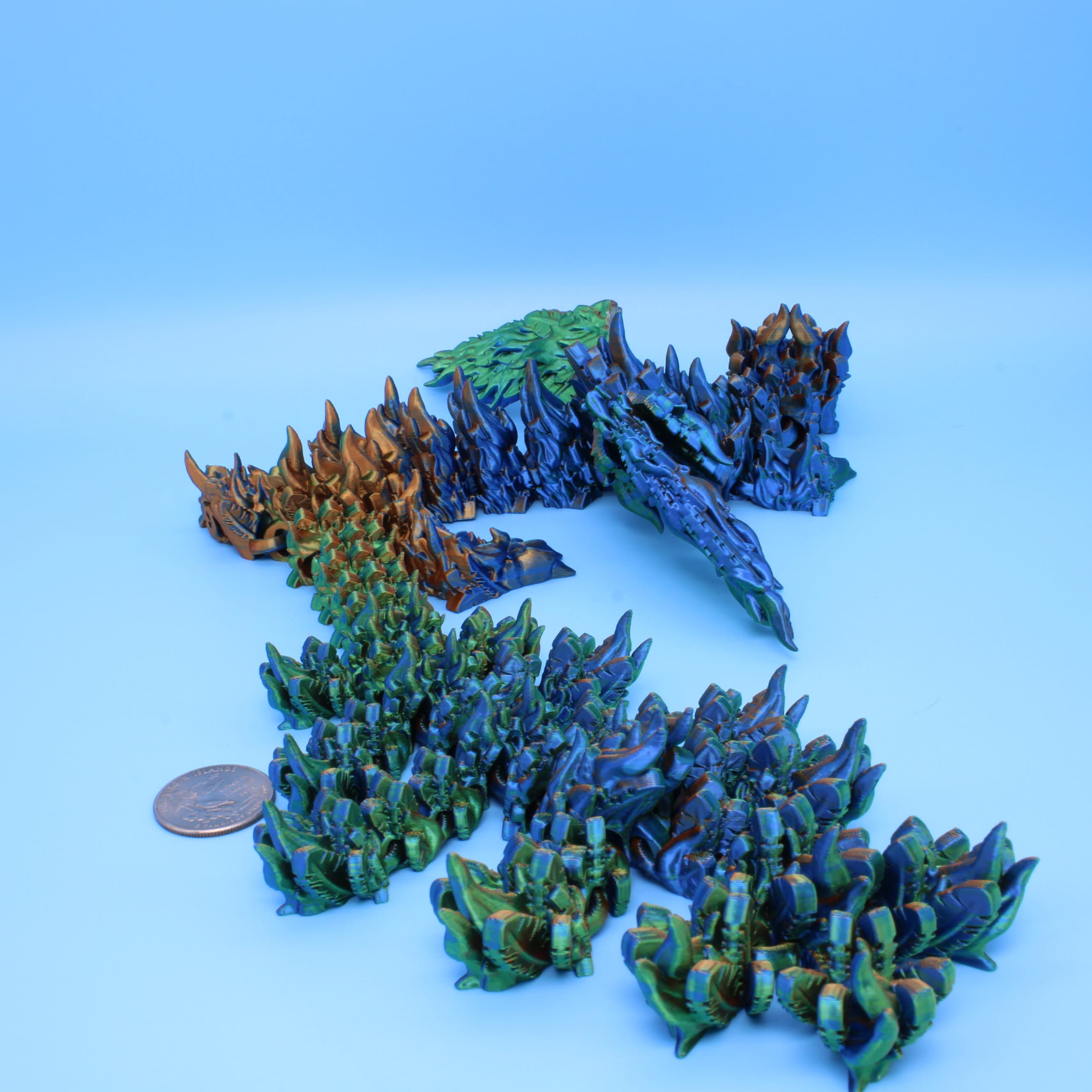 Phoenix Dragon | 3D printed | Articulating Dragon | Fidget Toy | Flexi Toy | 19 in.