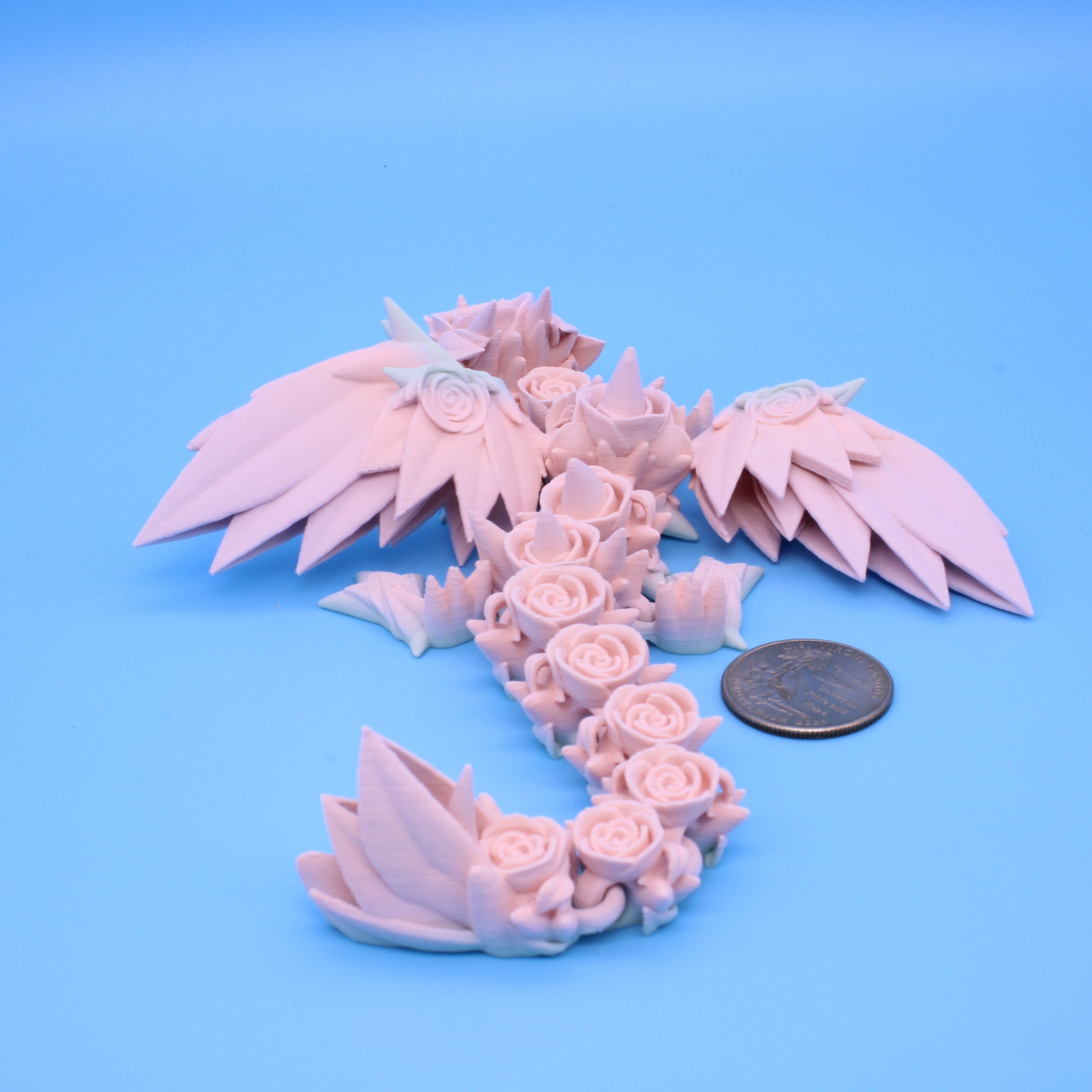 Baby Rose Wing Dragon | 3D Printed | Flexi Toy 8.5 in.