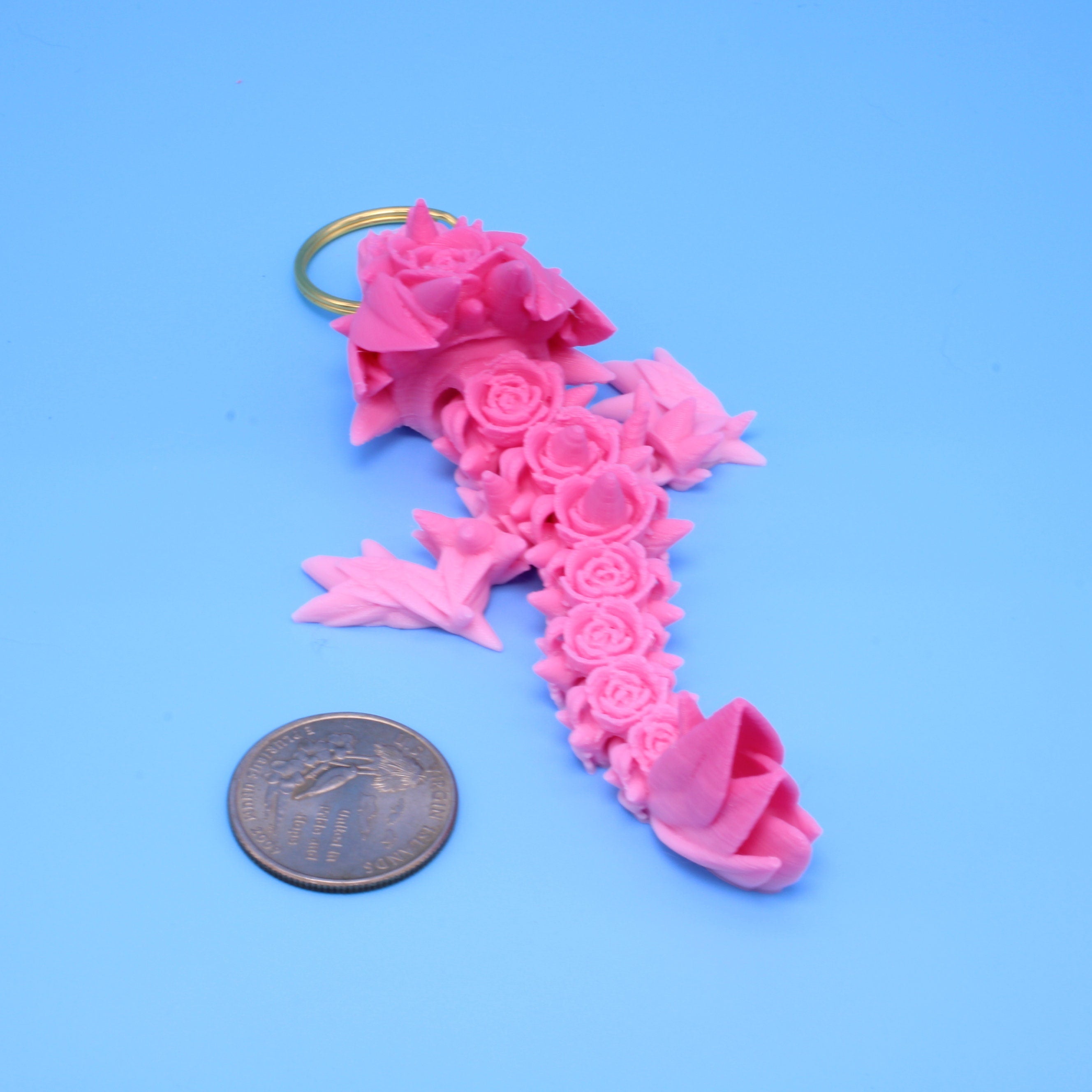 Baby Rose Dragon- Tadling Keychain | 3D Printed | 4.75 inches