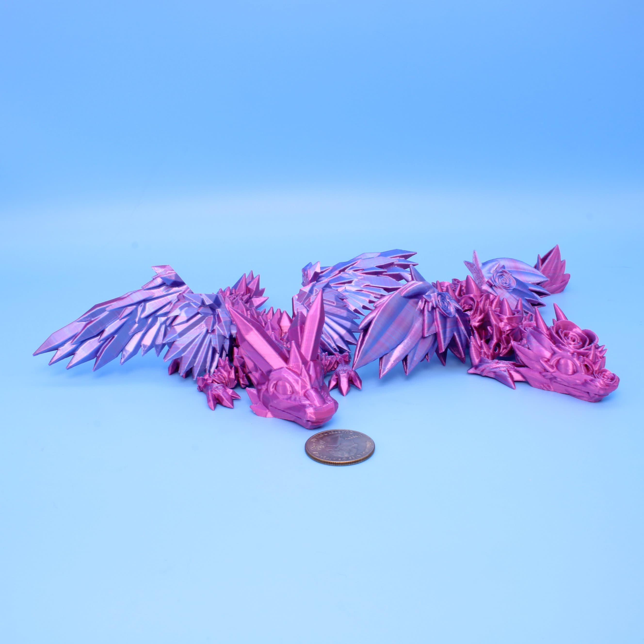 Baby Crystal & Rose Wing Dragon | Miniature | 3D printed | 7 in.
