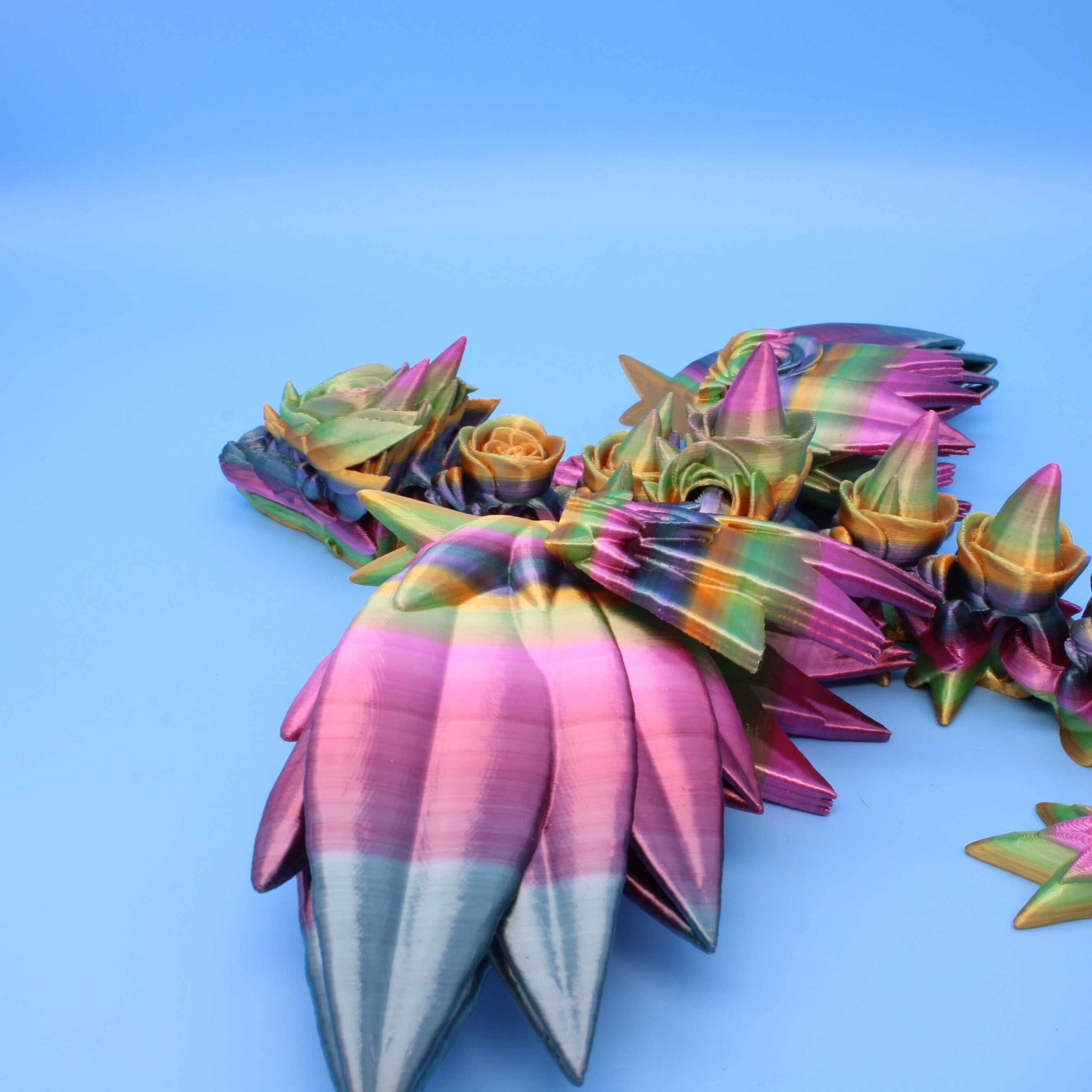 Rose Wing Dragon- Rainbow | 3D Printed | 19 in.