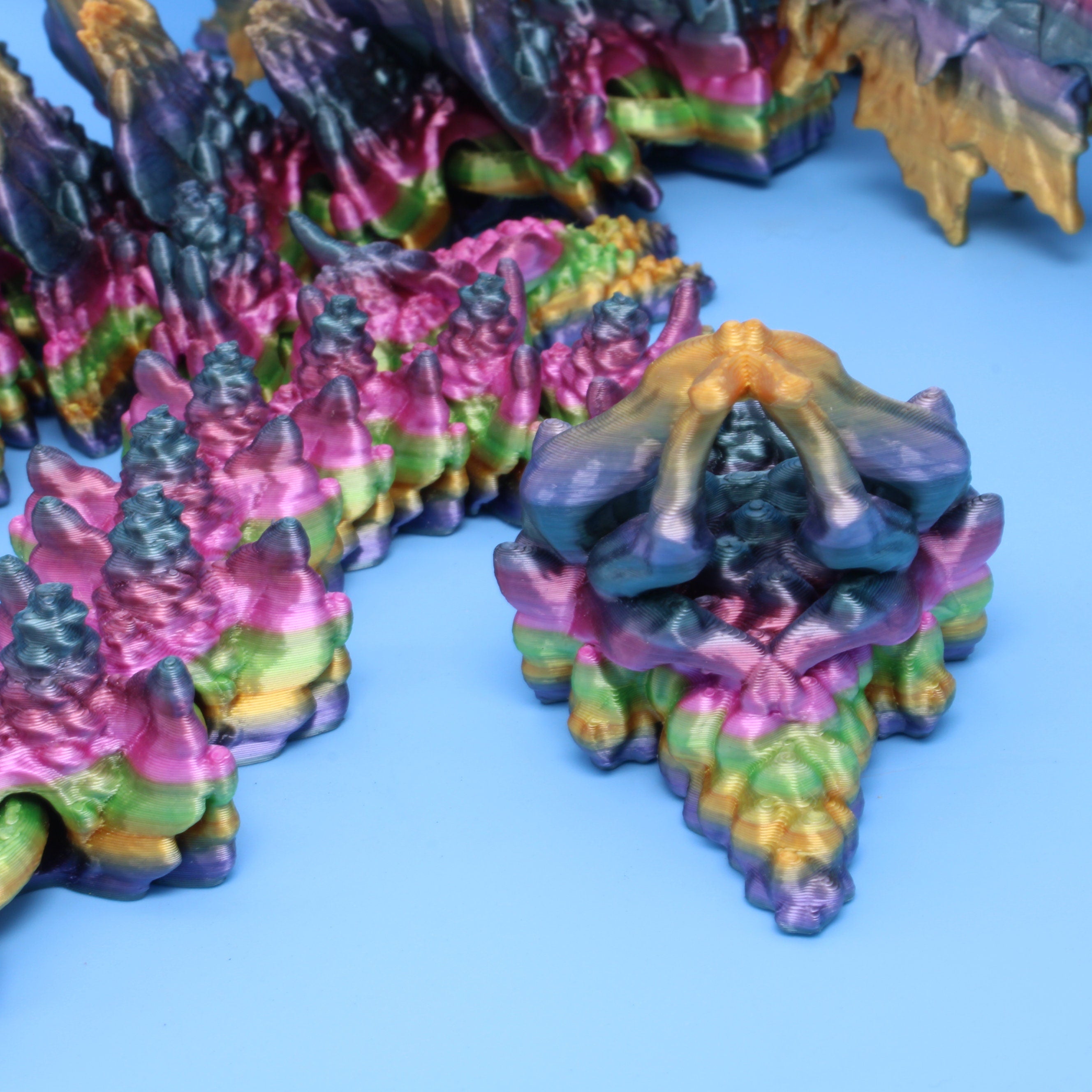 Autumn Wing Dragon | Rainbow | 3D printed | 19 in.