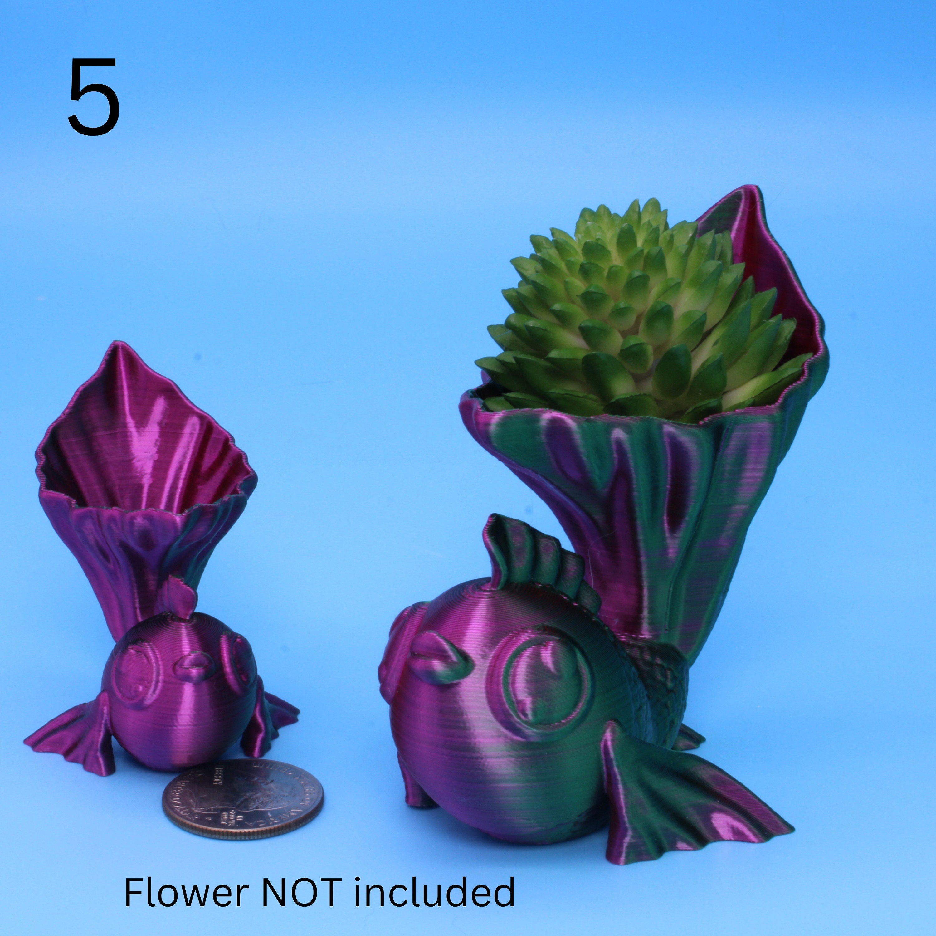 Miniature Fish Plant Holder, 3D Printed Flower pot for succulents