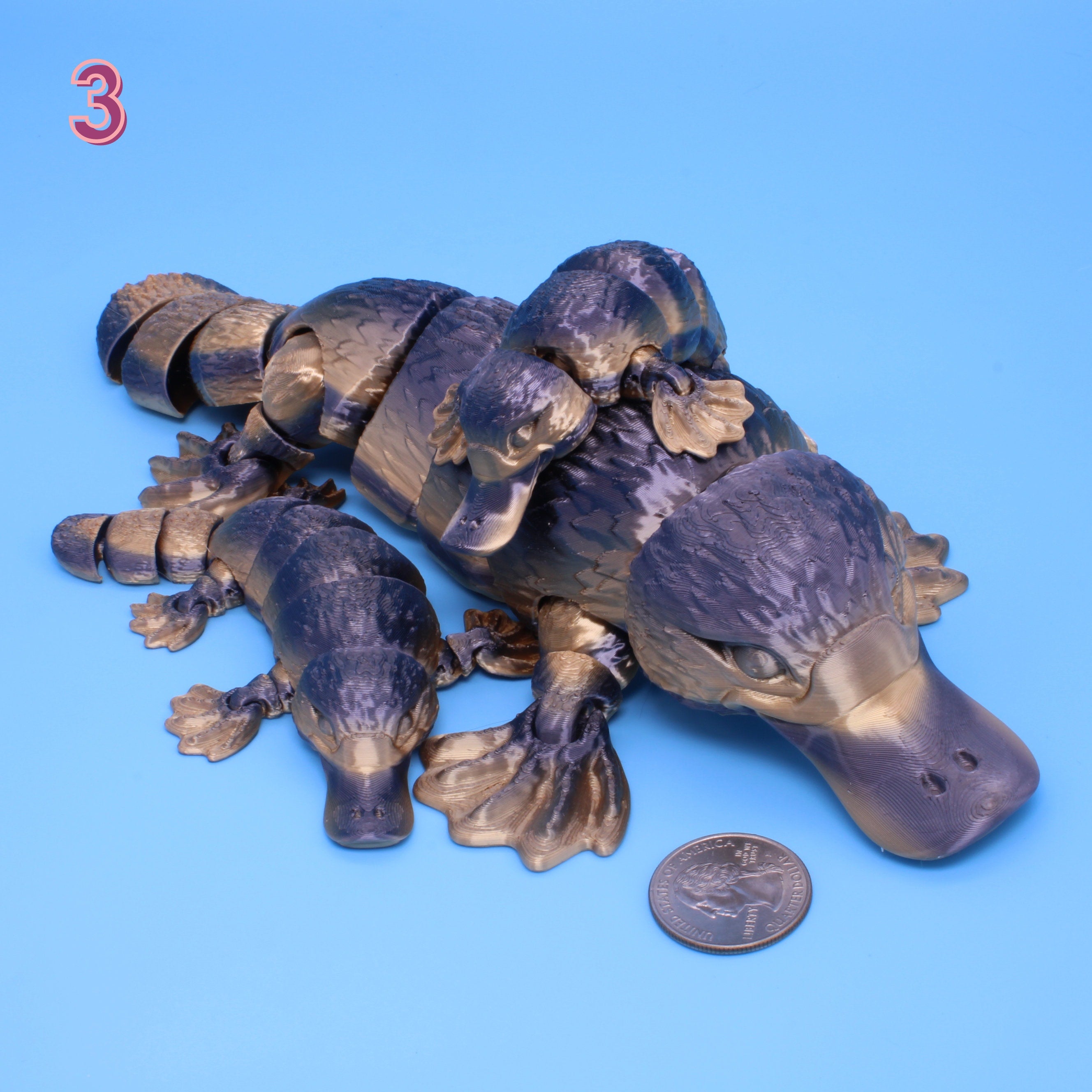 Large Articulated Platypus 3D Printed Figure With Removable